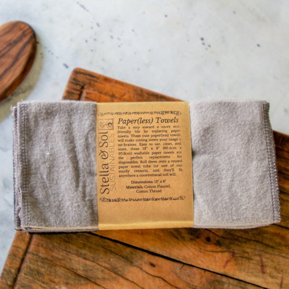 Dark Trio Washable Paper(less) Towels Pre-Rolled, Set of 20 - Stella & Sol Sustainables