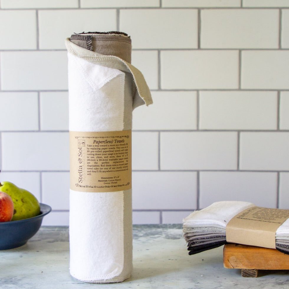 Pre-Rolled Reusable Paperless Towels - Grey dandelion - KARUILU