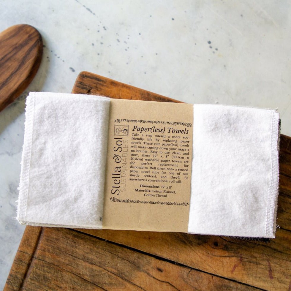 White Washable Paper(less) Towels Pre-Rolled, Set of 20 - Stella & Sol Sustainables