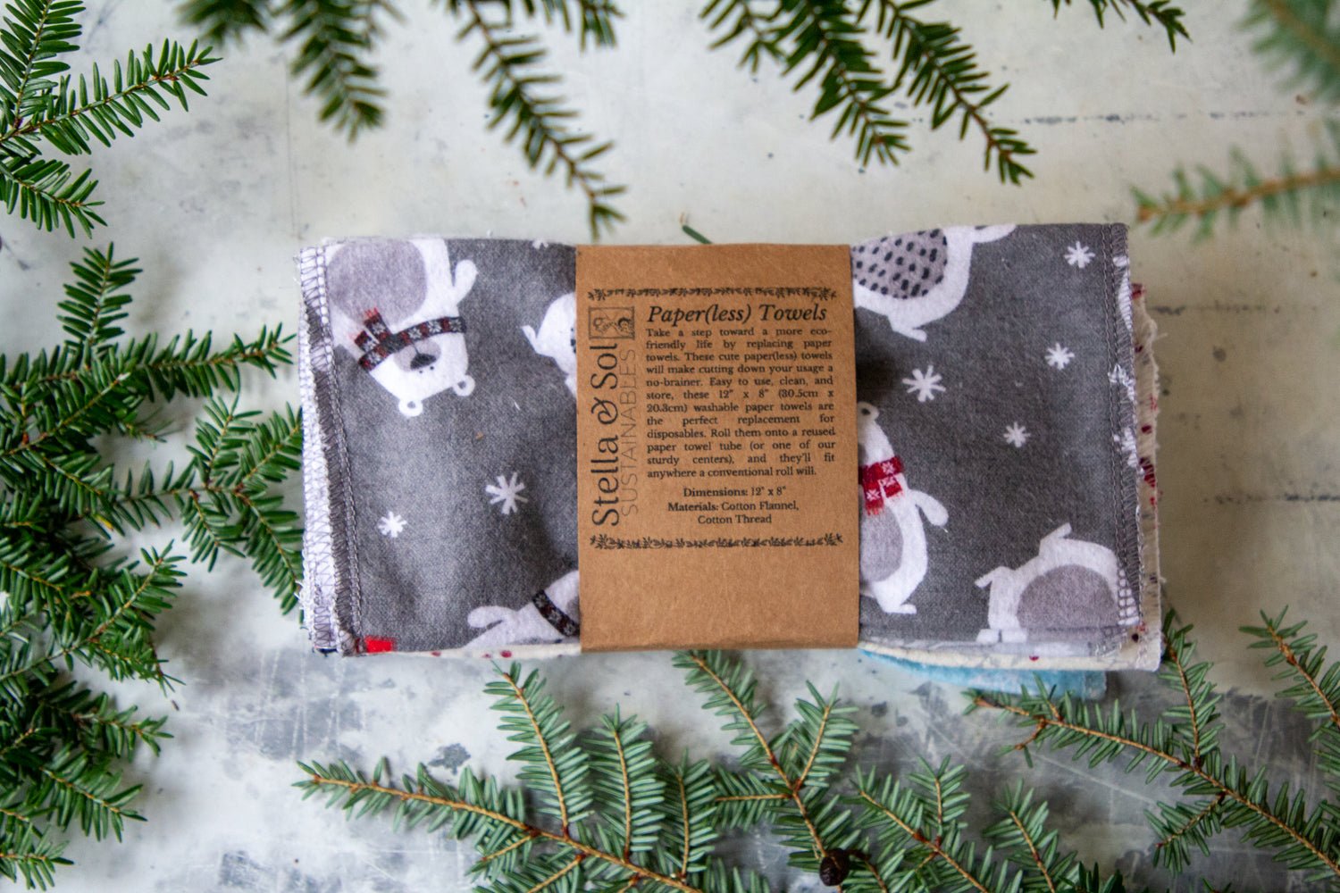 Winter Surprise Prints Washable Paper(less) Towels Refill Pack, Set of 10 - Stella & Sol Sustainables