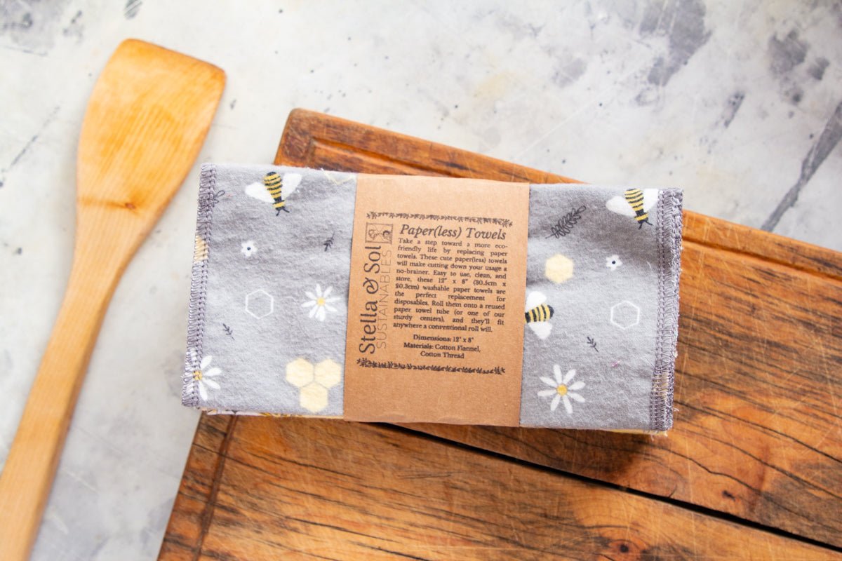 Bees Washable Paper(less) Towels Pre-Rolled, Set of 20 - Stella & Sol Sustainables