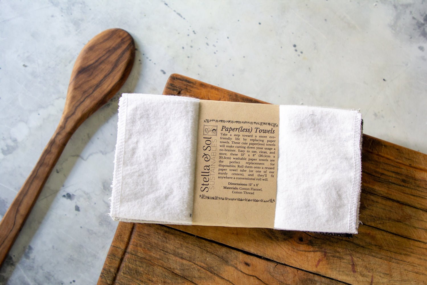 Greyscale Washable Paper(less) Towels Pre-Rolled, Set of 20 - Stella & Sol Sustainables