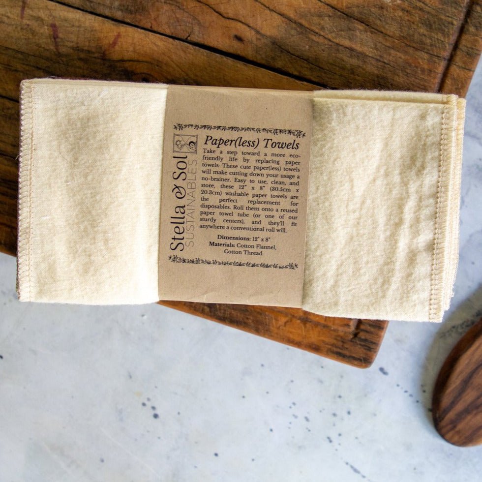 Natural Trio Washable Paper(less) Towels Pre-Rolled, Set of 20 - Stella & Sol Sustainables